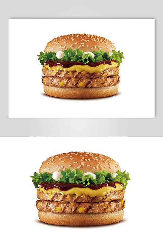 美味白底汉堡食物图片