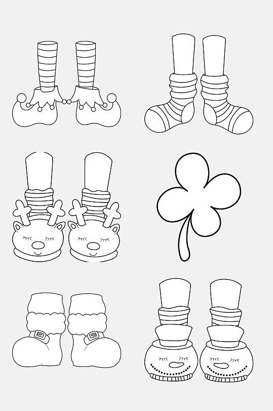 鞋子卡通简笔画图形免抠素材