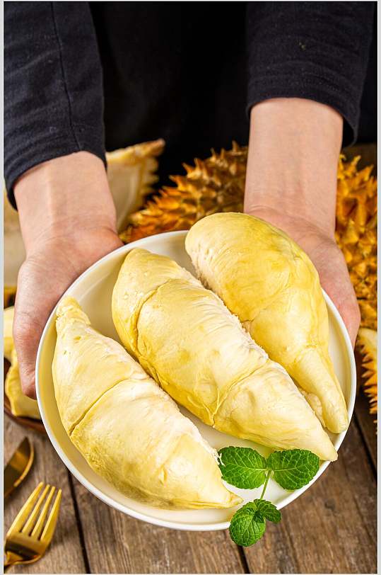 榴莲果肉新鲜水果摄影图