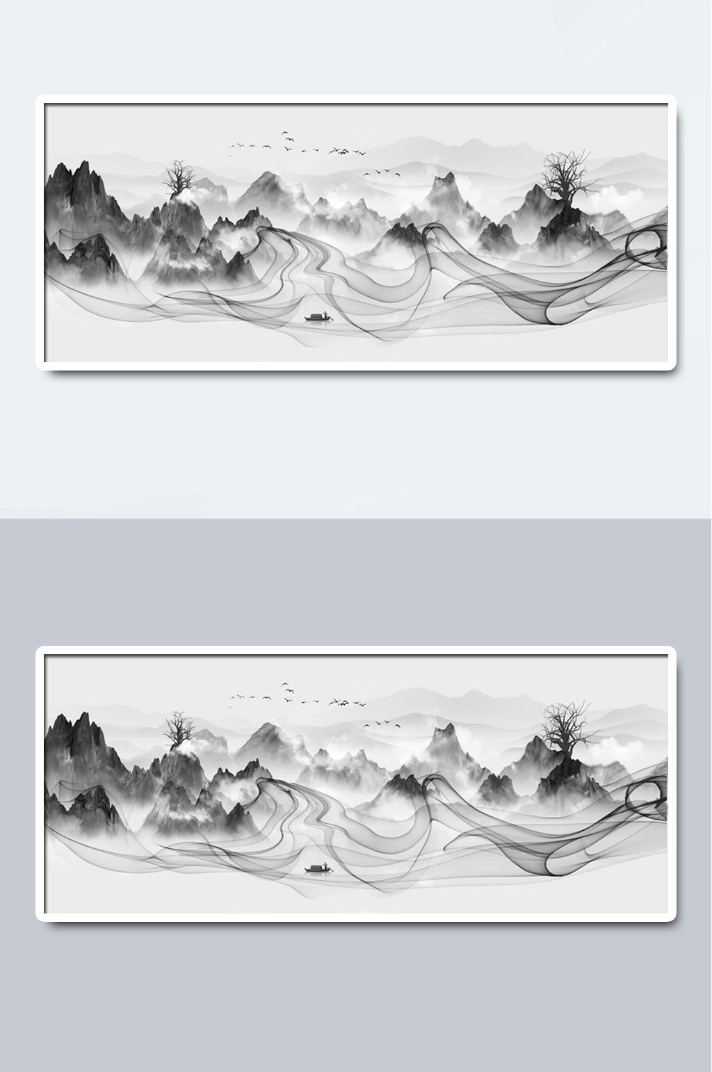 中国风面纱水墨国画插画