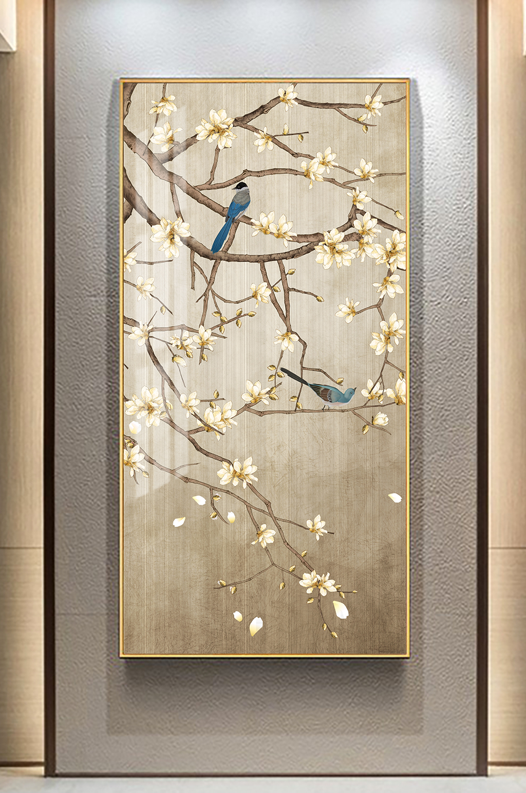 鸟语花香中式玄关画-中式装饰画素材下载-众图网