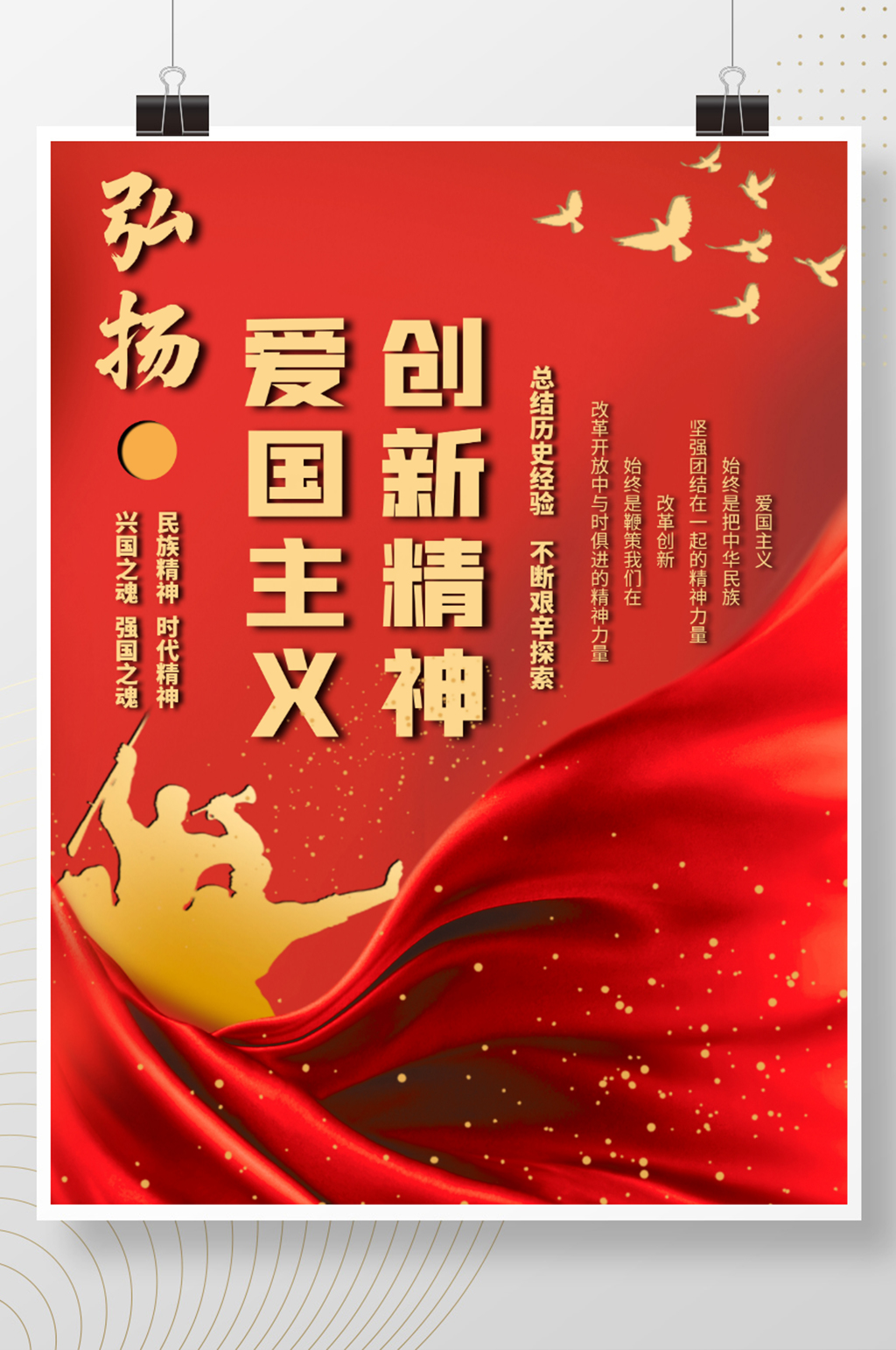 建党100周年弘扬爱国精神红色党建海报素材