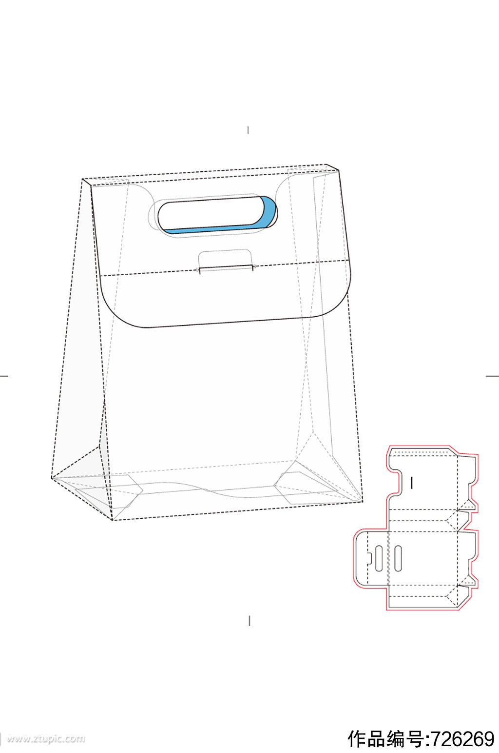手提袋包装设计展开图模切刀模刀线模板