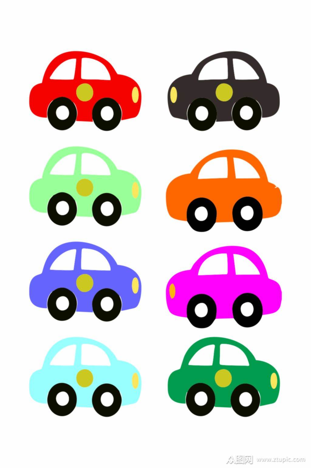 彩色矢量小汽车卡通元素图片素材