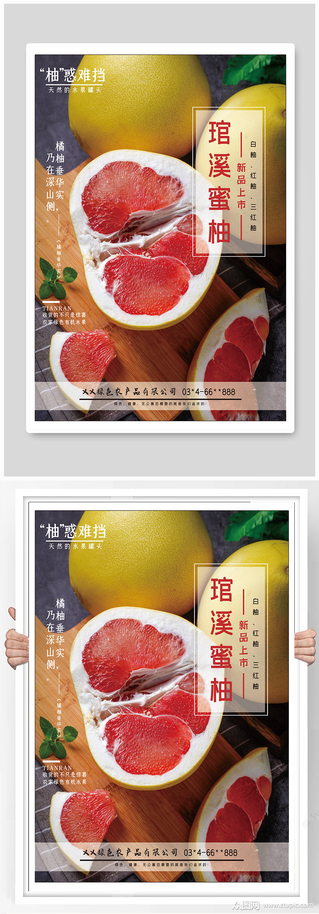 鲜蔬菜水果蜜柚农产品促销 柚子海报模板下载-编号709900-众图网