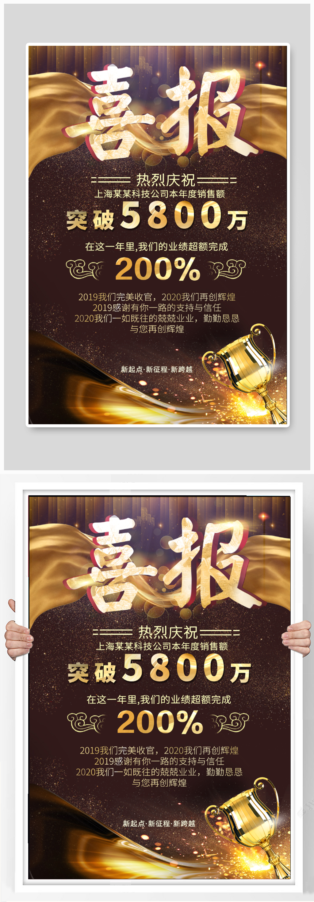 公司企业销售喜报 销售冠军展板海报