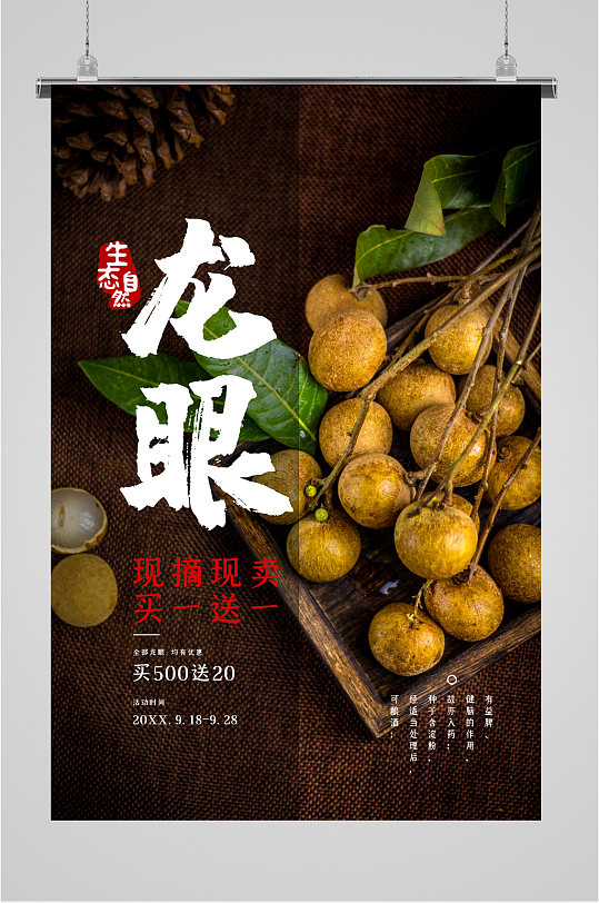 龙眼桂圆水果促销海报