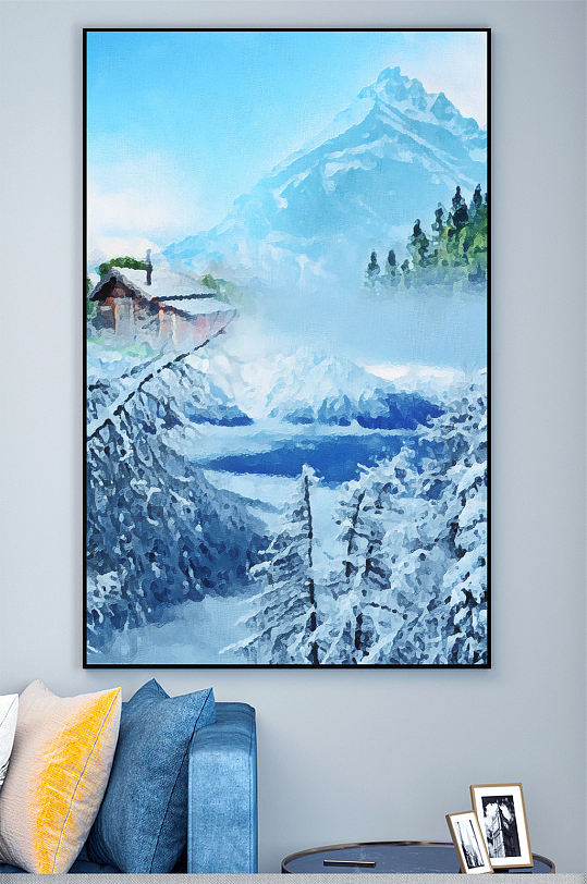 油画雪景壁画装饰画