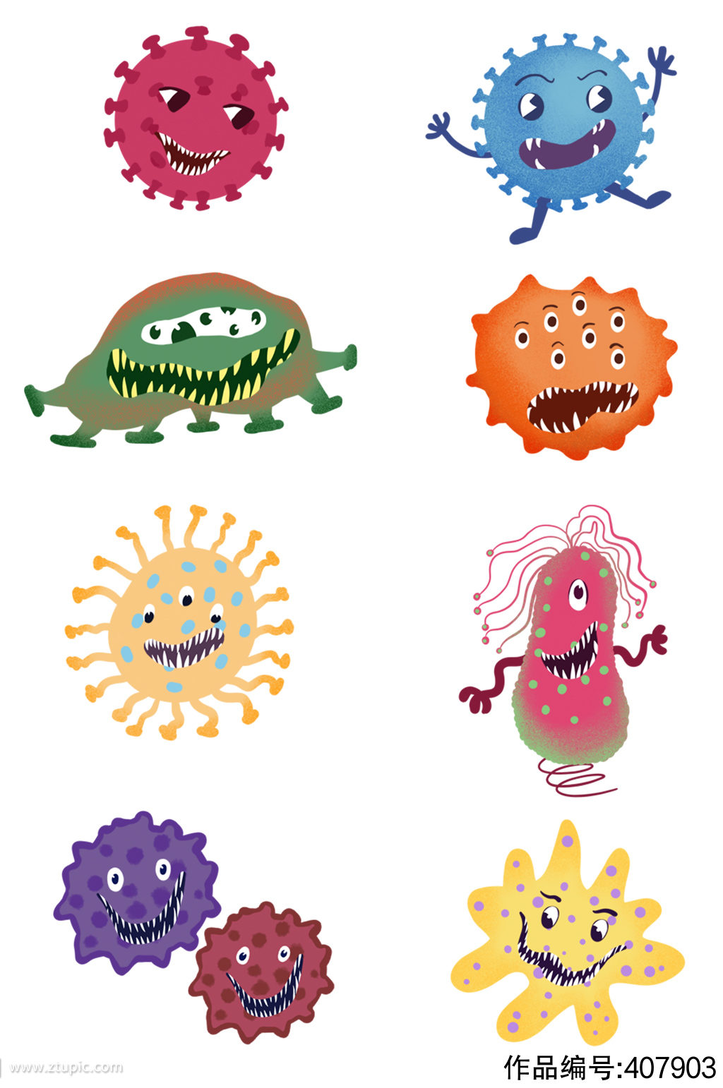 細菌 手繪 卡通 可愛, 外觀, 綠色, 卡通素材圖案，PSD和PNG圖片免費下載
