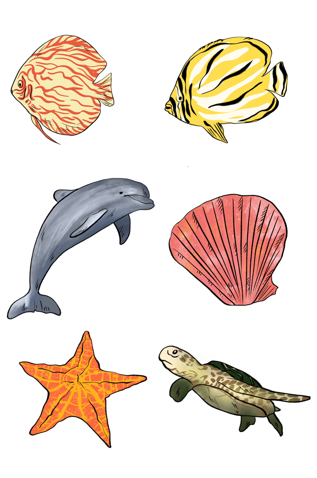 卡通海洋生物设计矢量素材