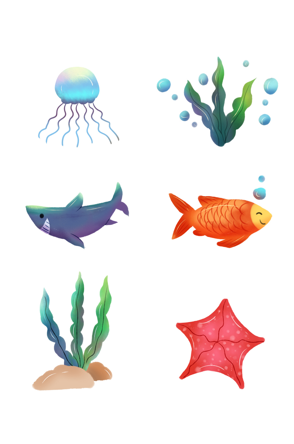 卡通海洋世界海洋生物设计素材