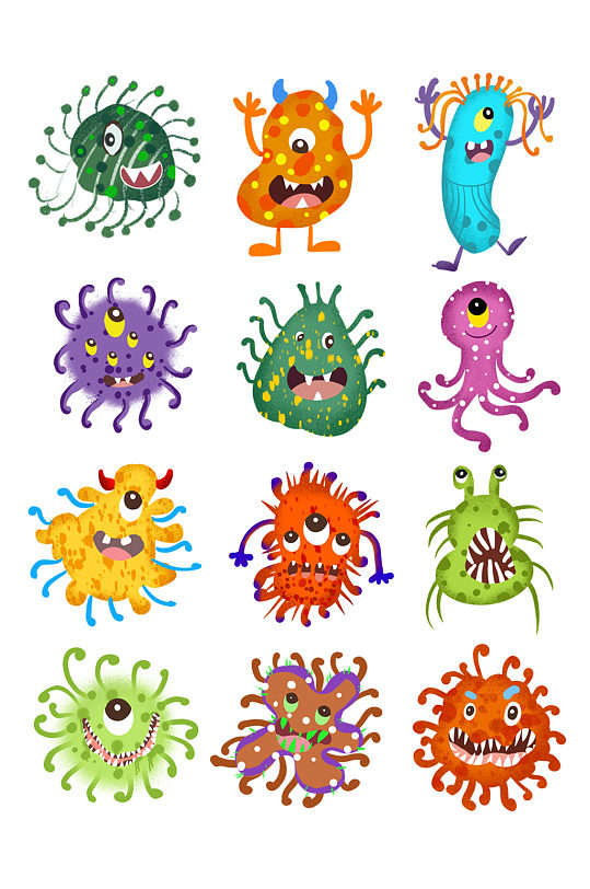 立即下载立即下载微生物医疗细菌插画免抠手绘病毒细菌微生物卡通细菌