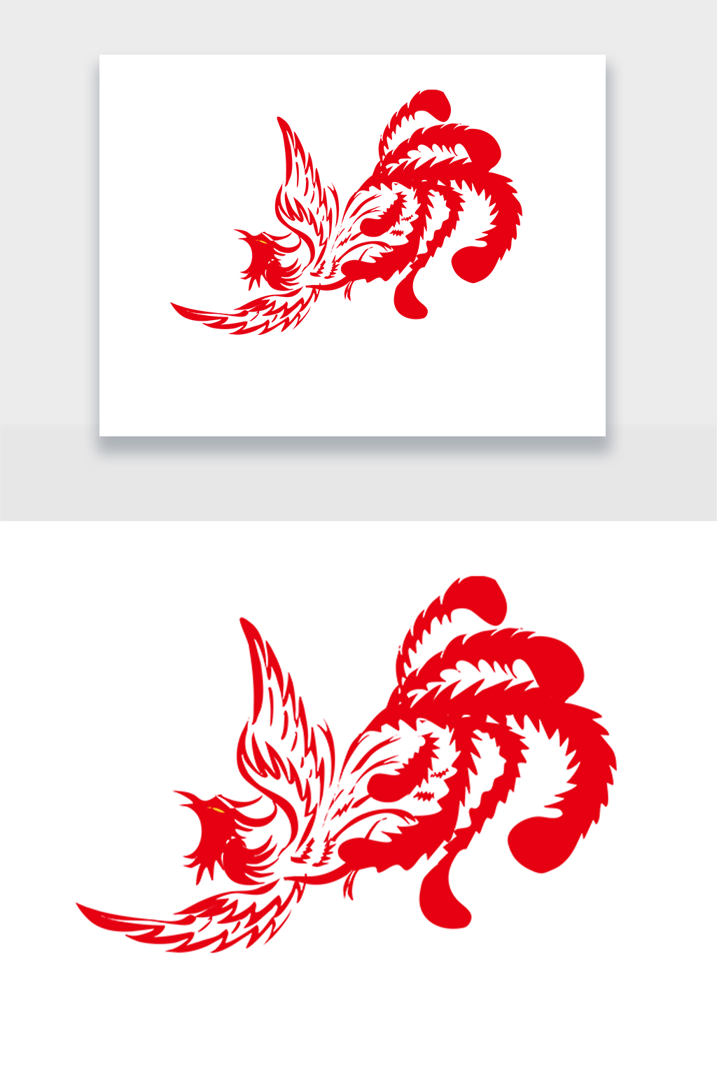 传统凤凰剪影剪纸艺术png