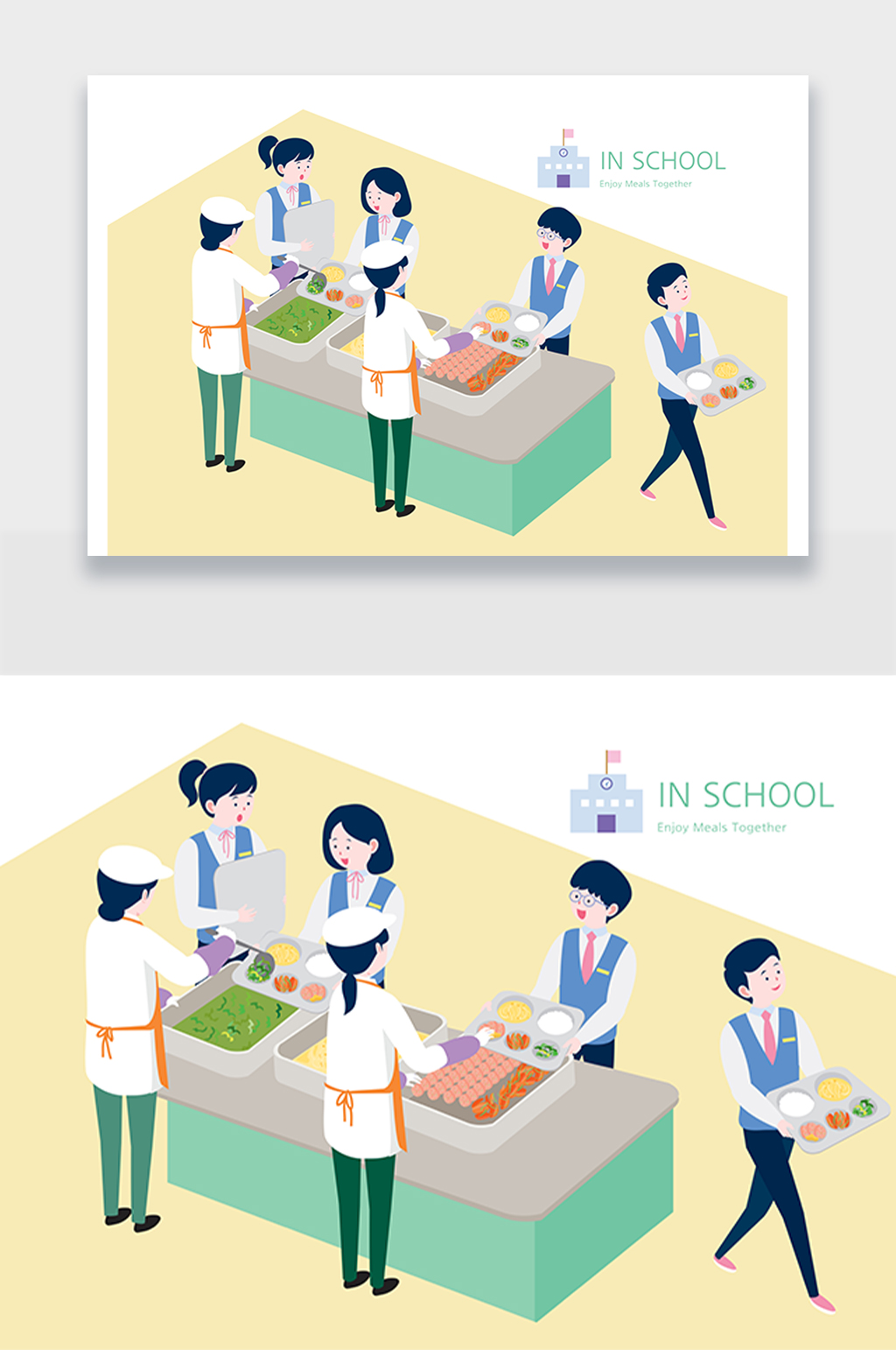 学校食堂资源分享圈插画