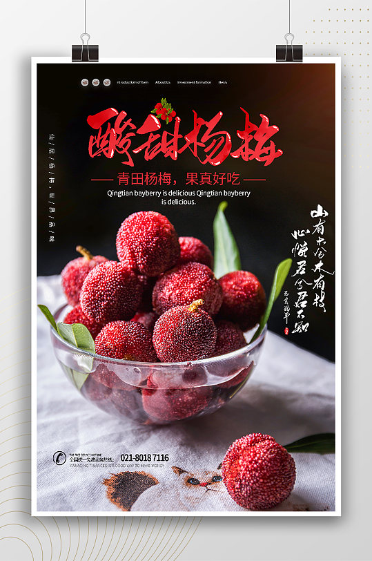 酸甜杨梅水果宣传介绍海报