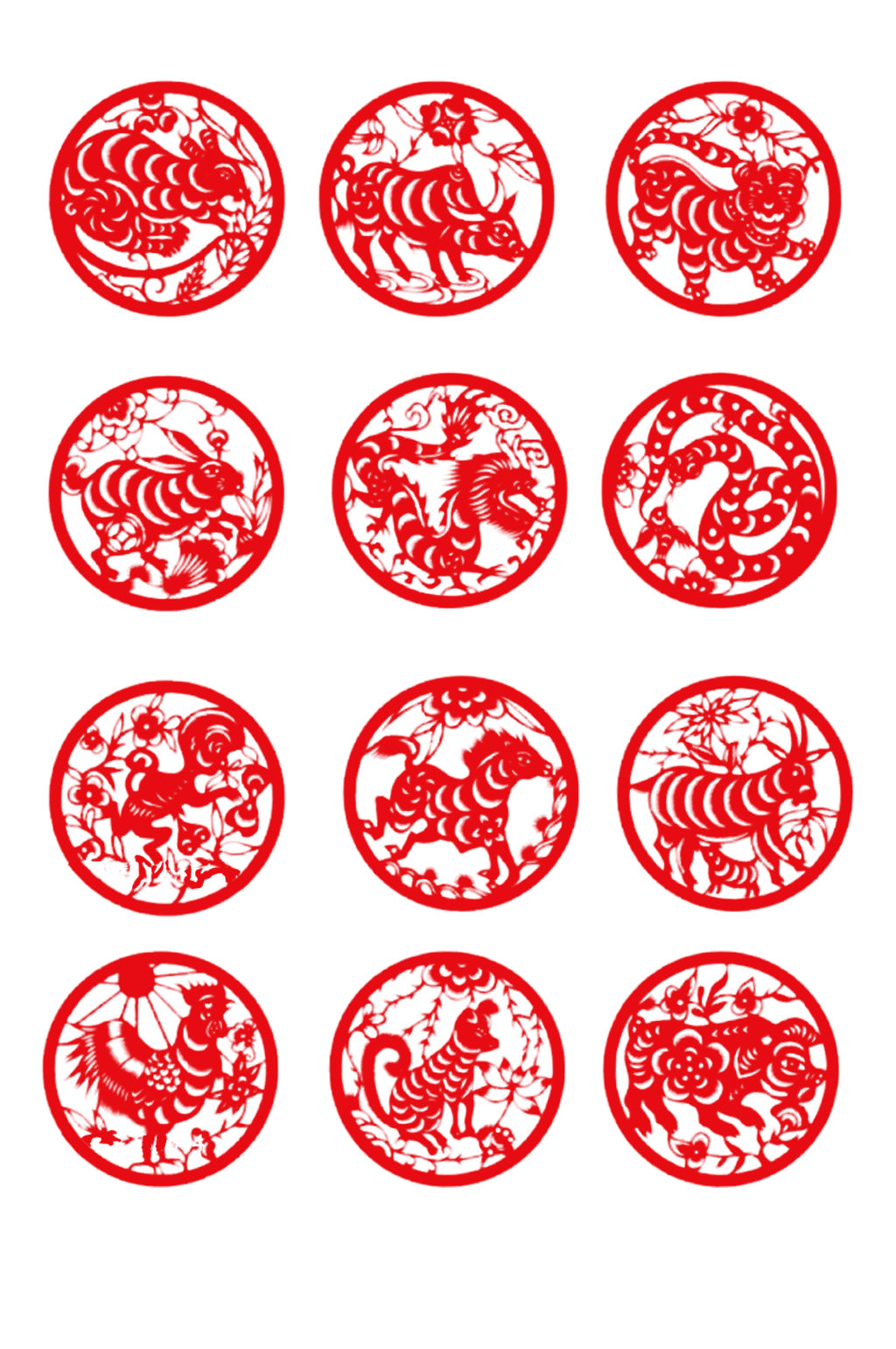 十二生肖剪纸窗花