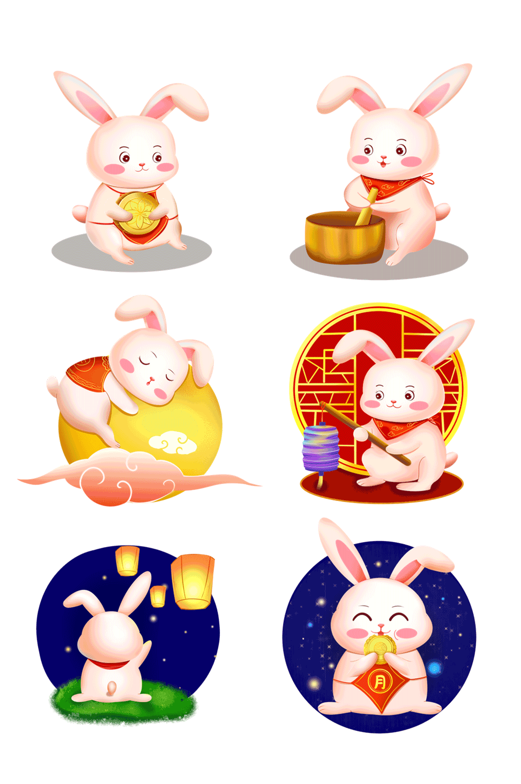 中秋节卡通兔子套图