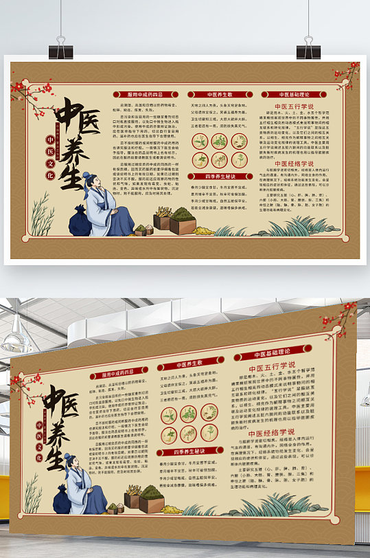 中医医院 中医养生文化展板