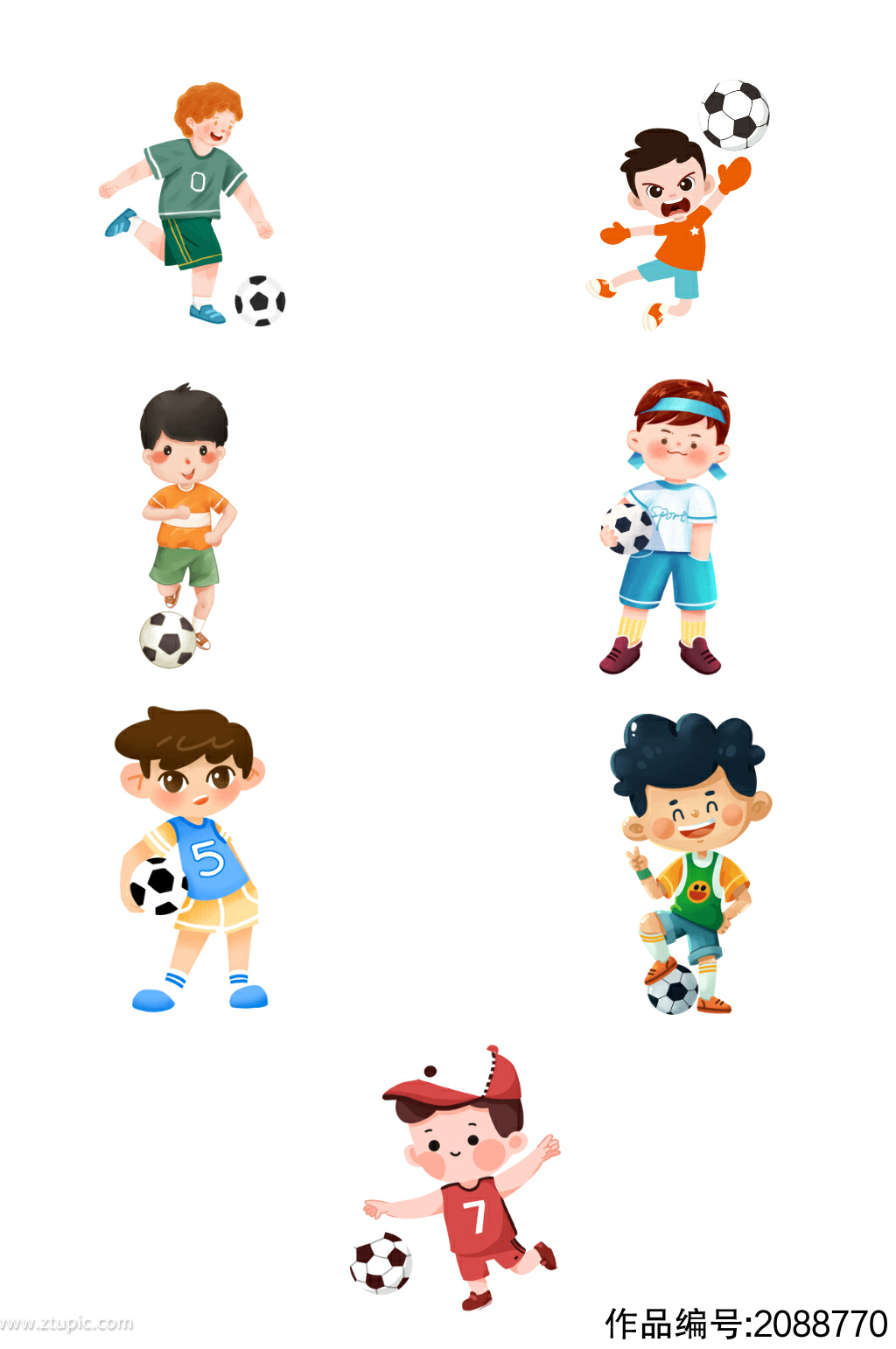 卡通儿童踢足球png免扣素材