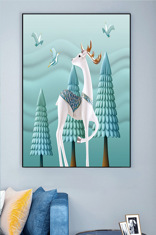 清新鹿装饰画图片-清新鹿装饰画设计素材-清新鹿装饰画模板下载