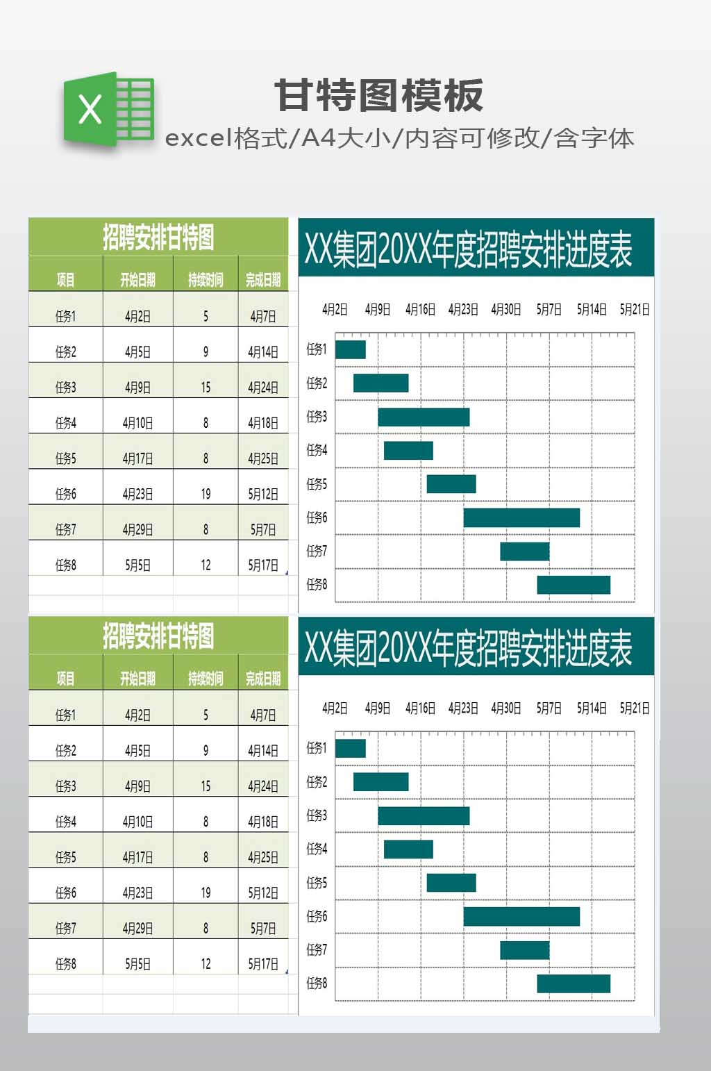 招聘安排的甘特图