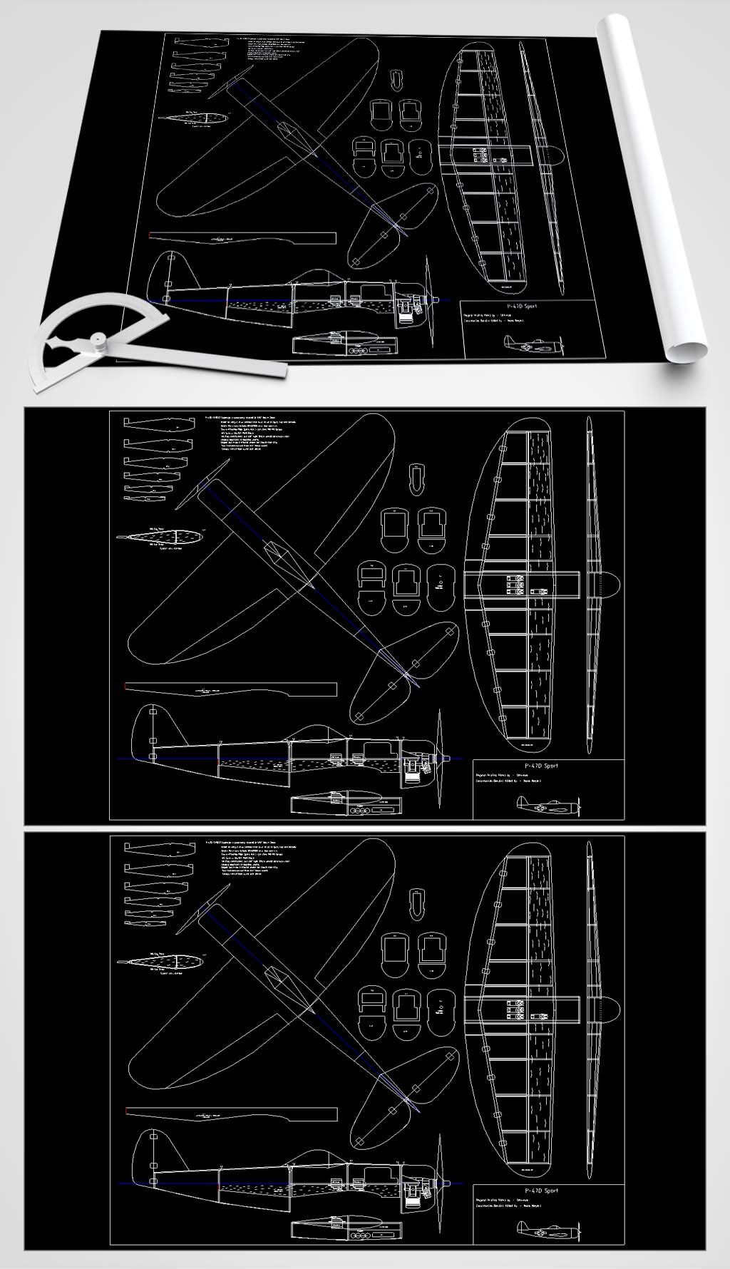 cad飞机玩具平面图