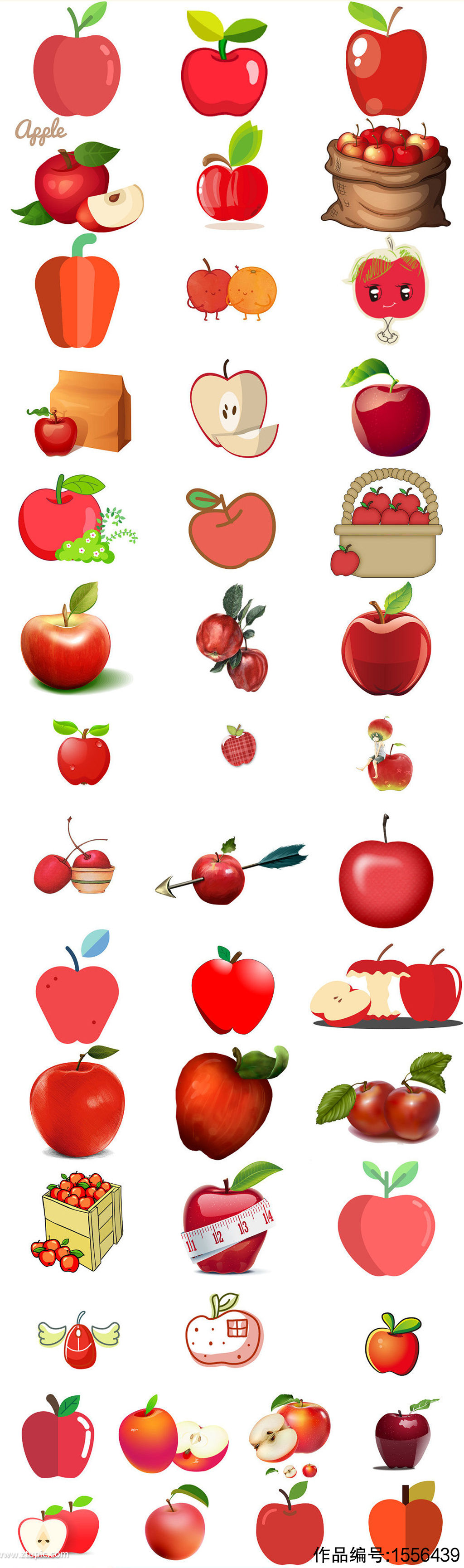 卡通红苹果免抠png透明素材