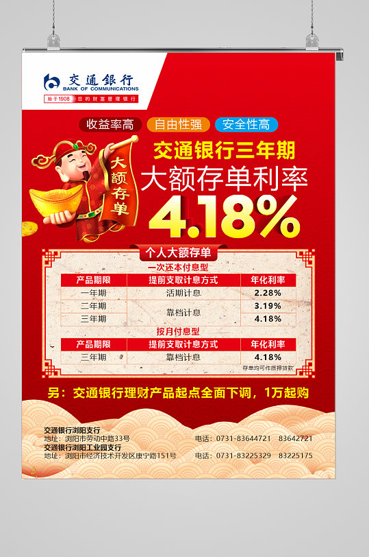 交通银行广告大额存单宣传海报 众图网