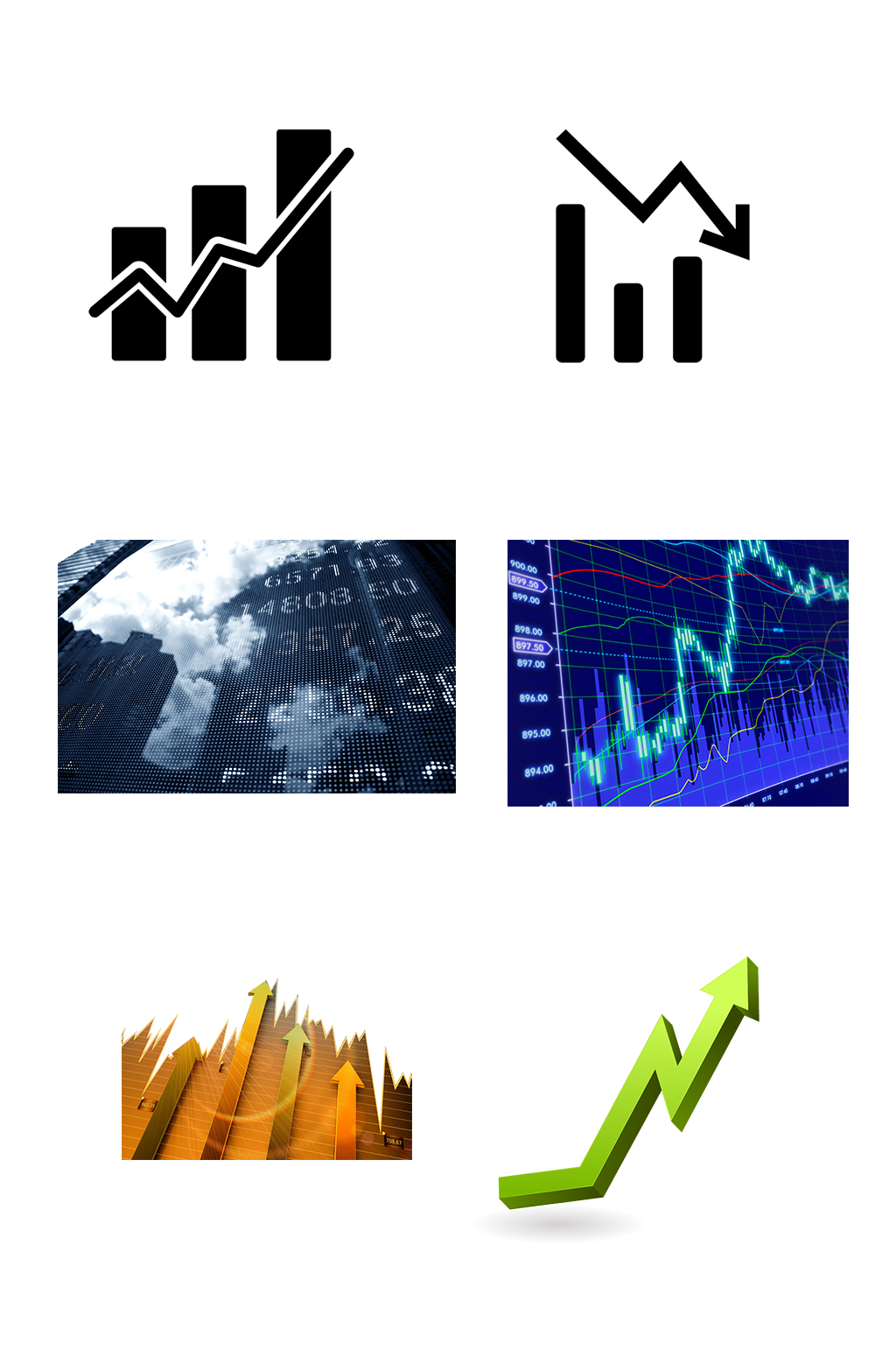 金融股票大盘涨跌趋势图免抠元素