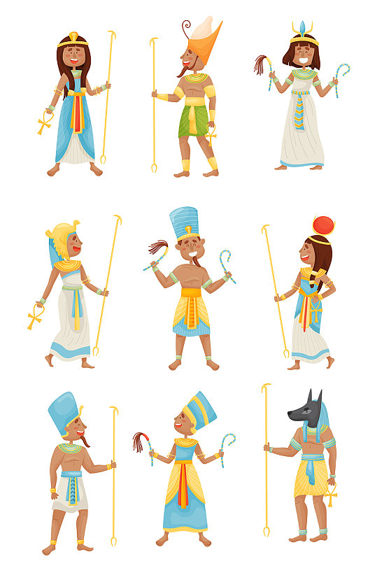 古埃及壁画卡通人物元素