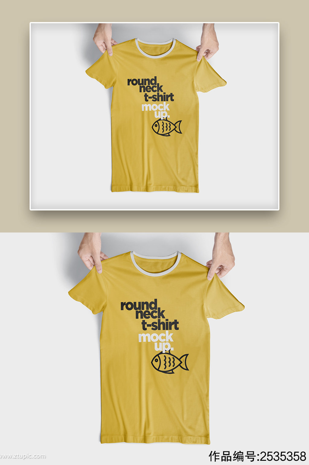 黄色简洁简约英文图案t恤样机素材