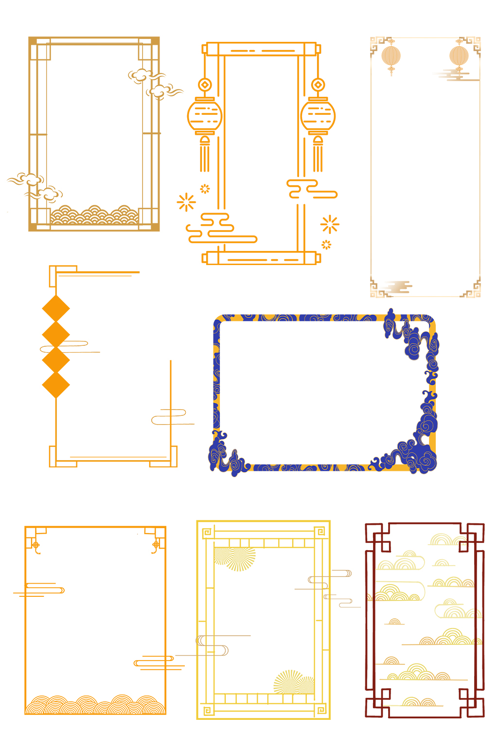 中国风古风元素长方形边框素材