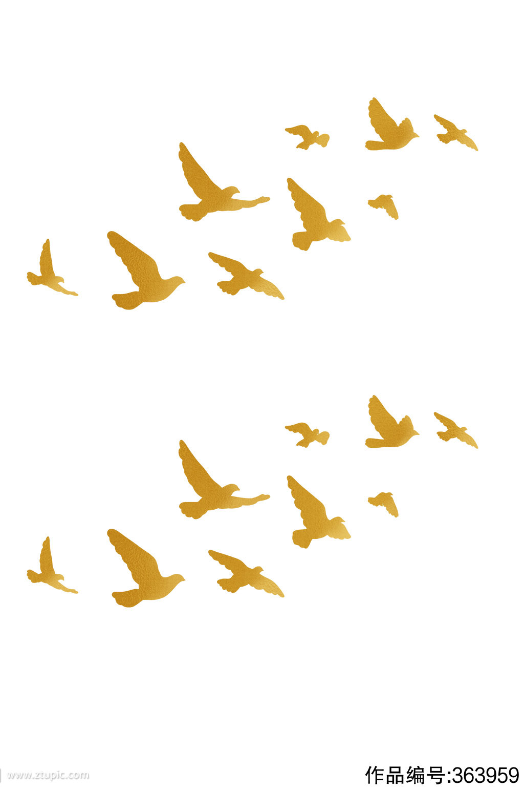 一群金色的鸽子元素