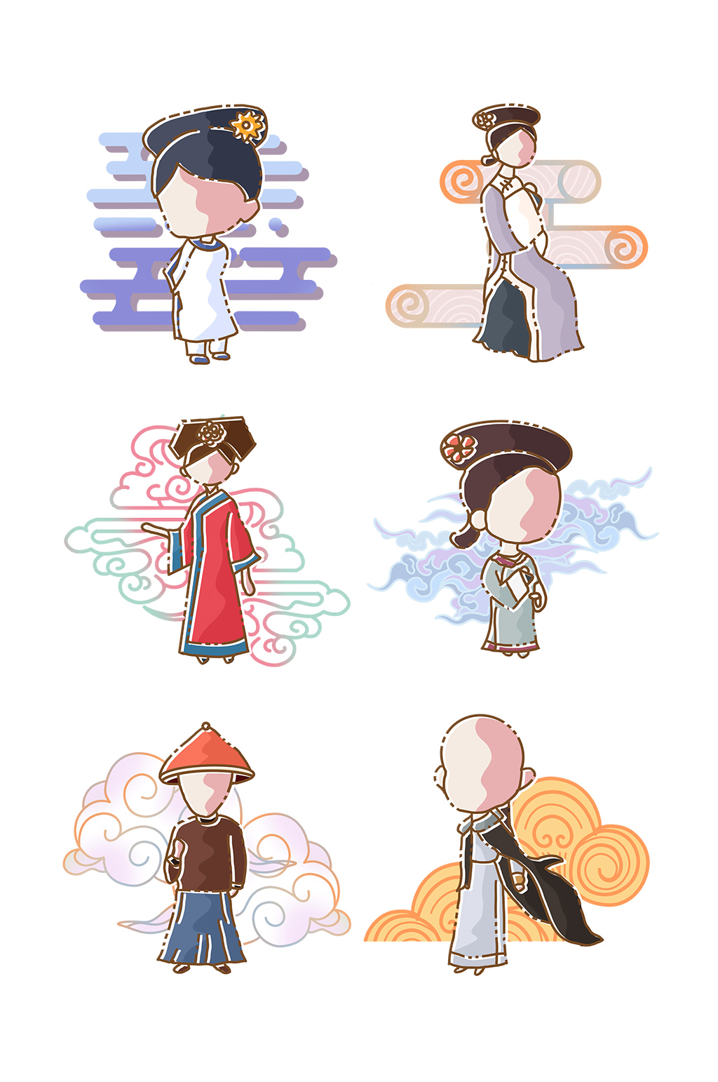 宫廷人物手绘插画