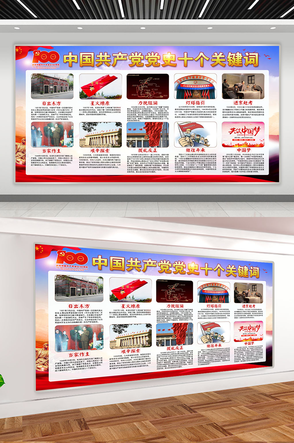 中国共产党党史十个关键词宣传展板