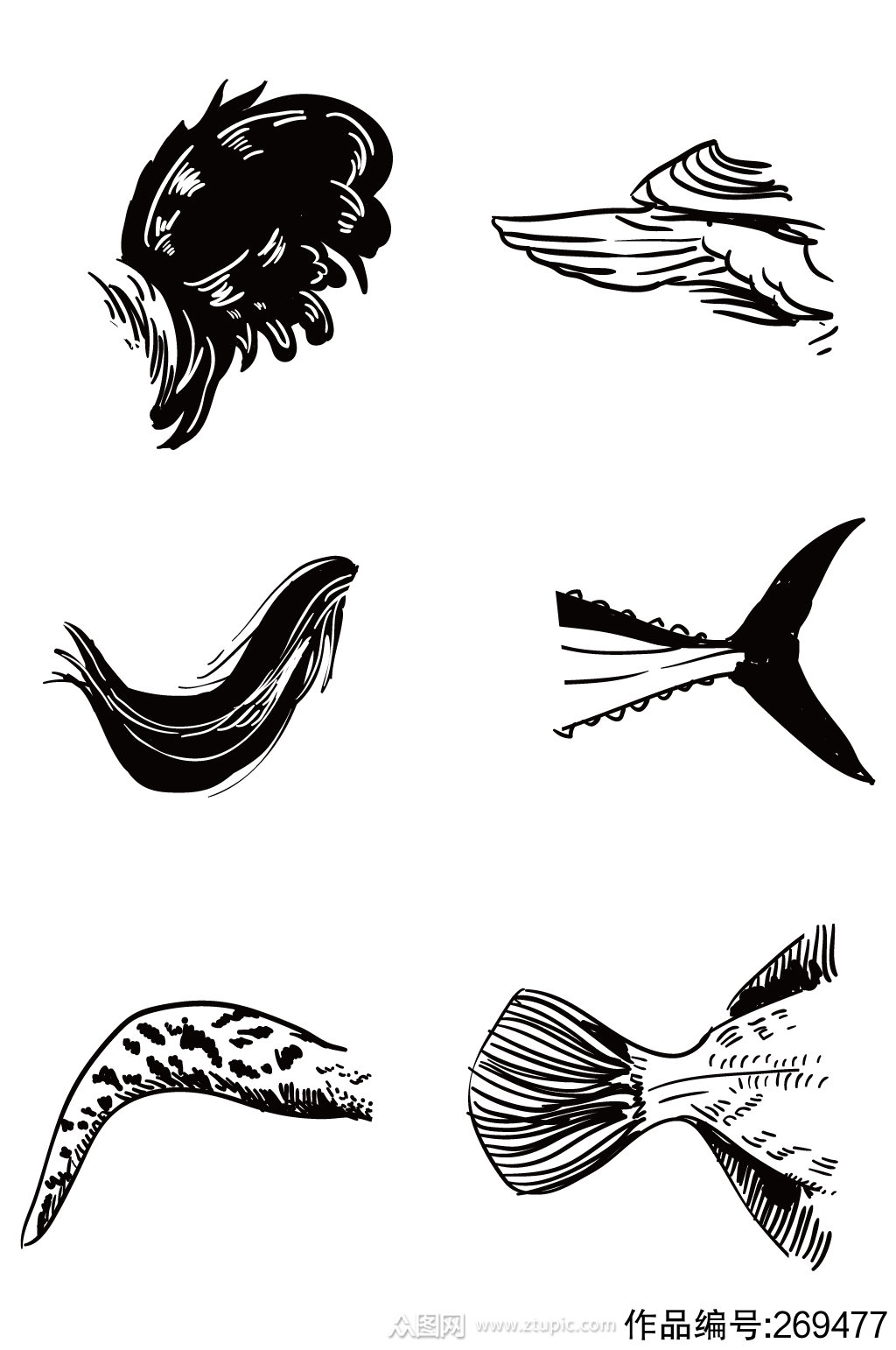 鱼尾卡通动物图标