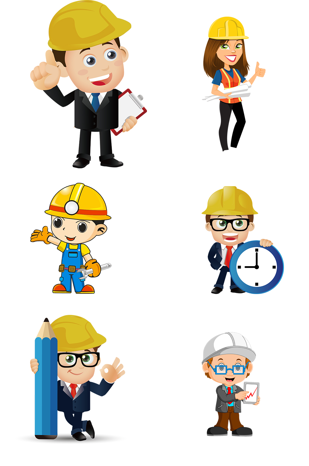 可爱卡通工程建筑师五一劳动节素材元素