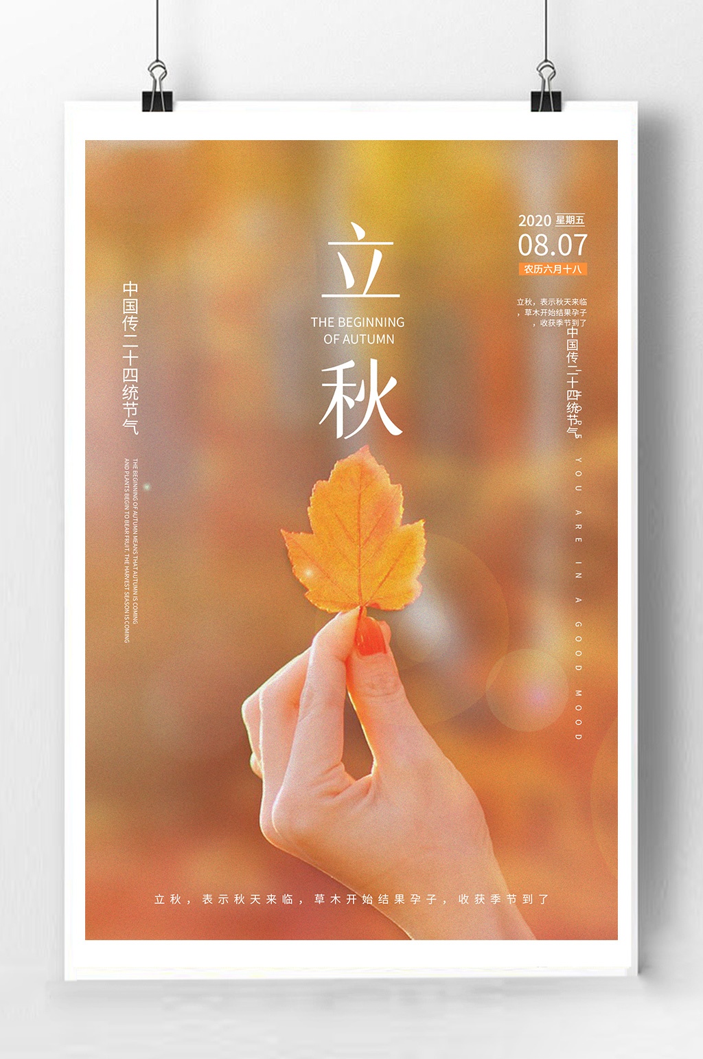 八月初七立秋节气海报