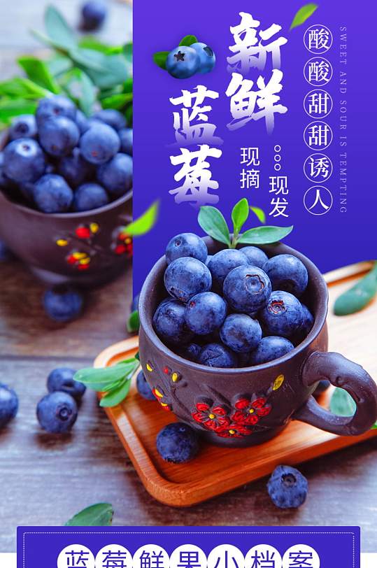 蔬菜水果类蓝莓水果详情页-众图网