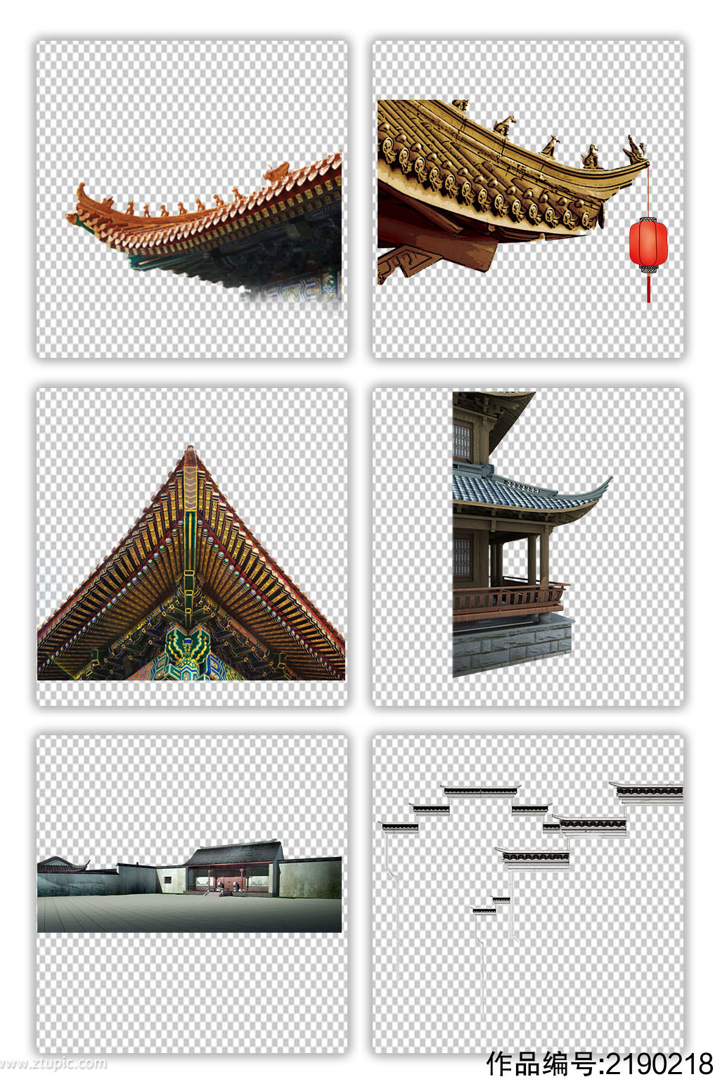 中国风古代建筑房檐江南古风建筑素材元素