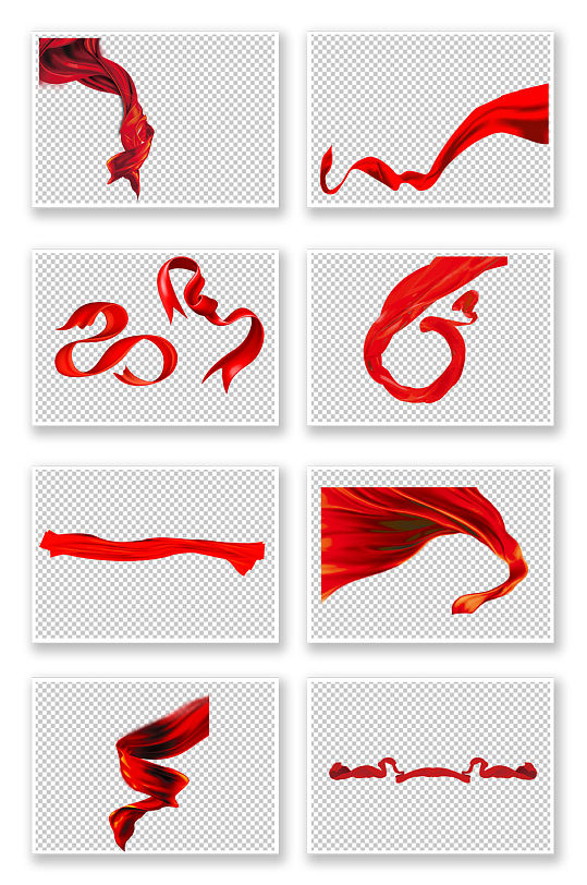 党建红色丝绸红色飘带金色飘带png素材