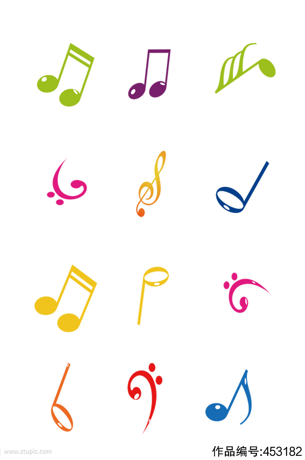 彩色多种音乐符号素材
