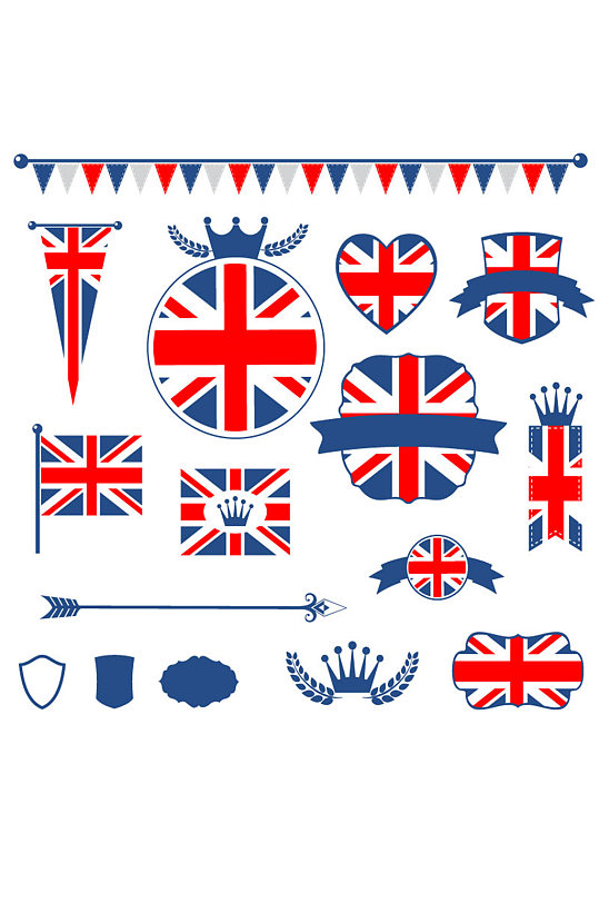 英国国旗元素矢量素材