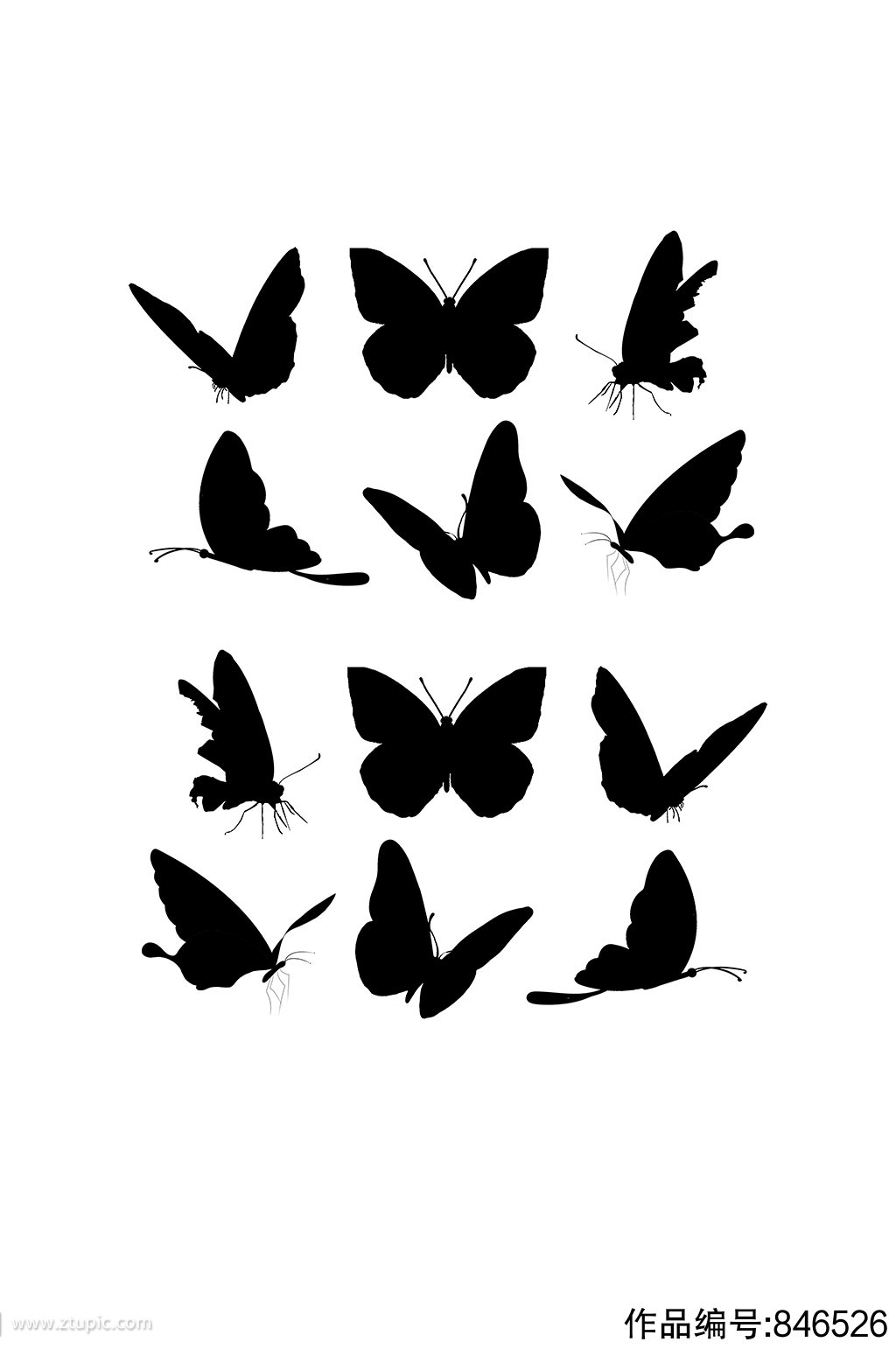 蝴蝶剪影卡通元素