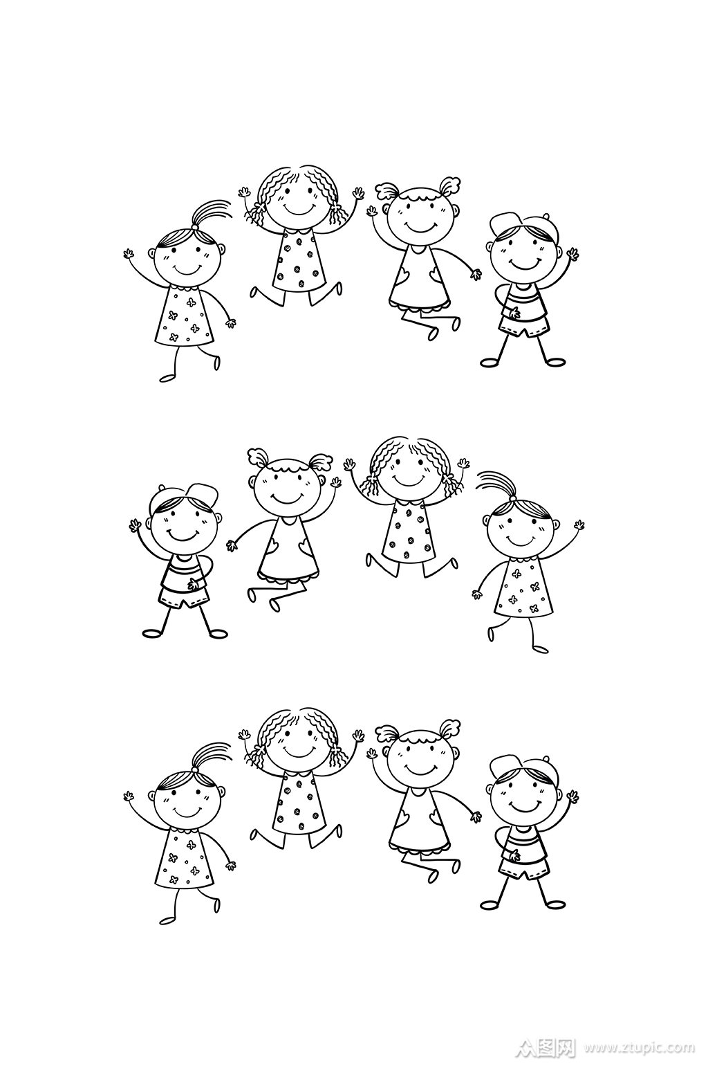 卡通小孩简笔画元素模板下载-编号856415-众图网