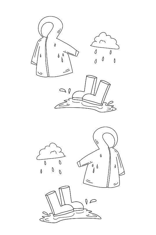 雨衣雨鞋简笔画元素