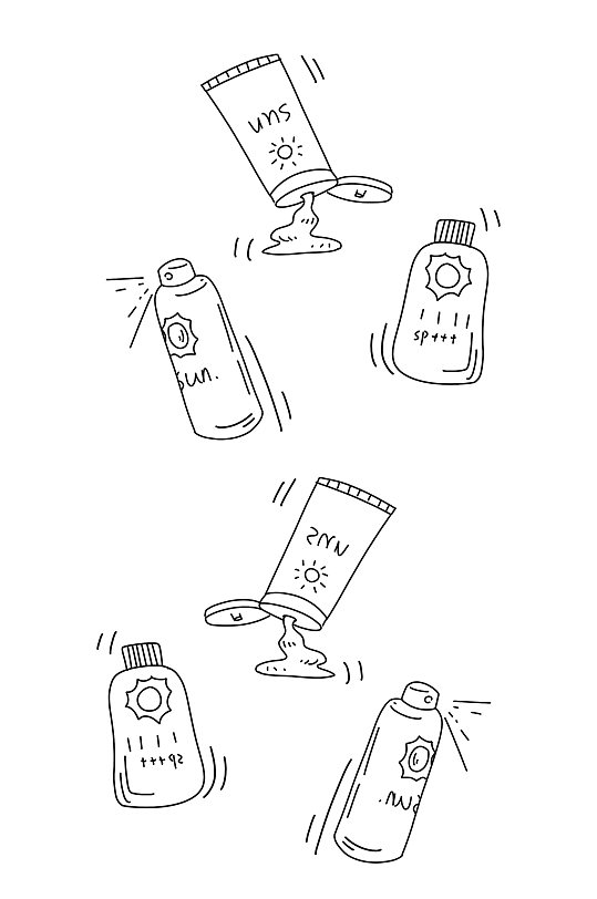 防晒霜简笔画元素