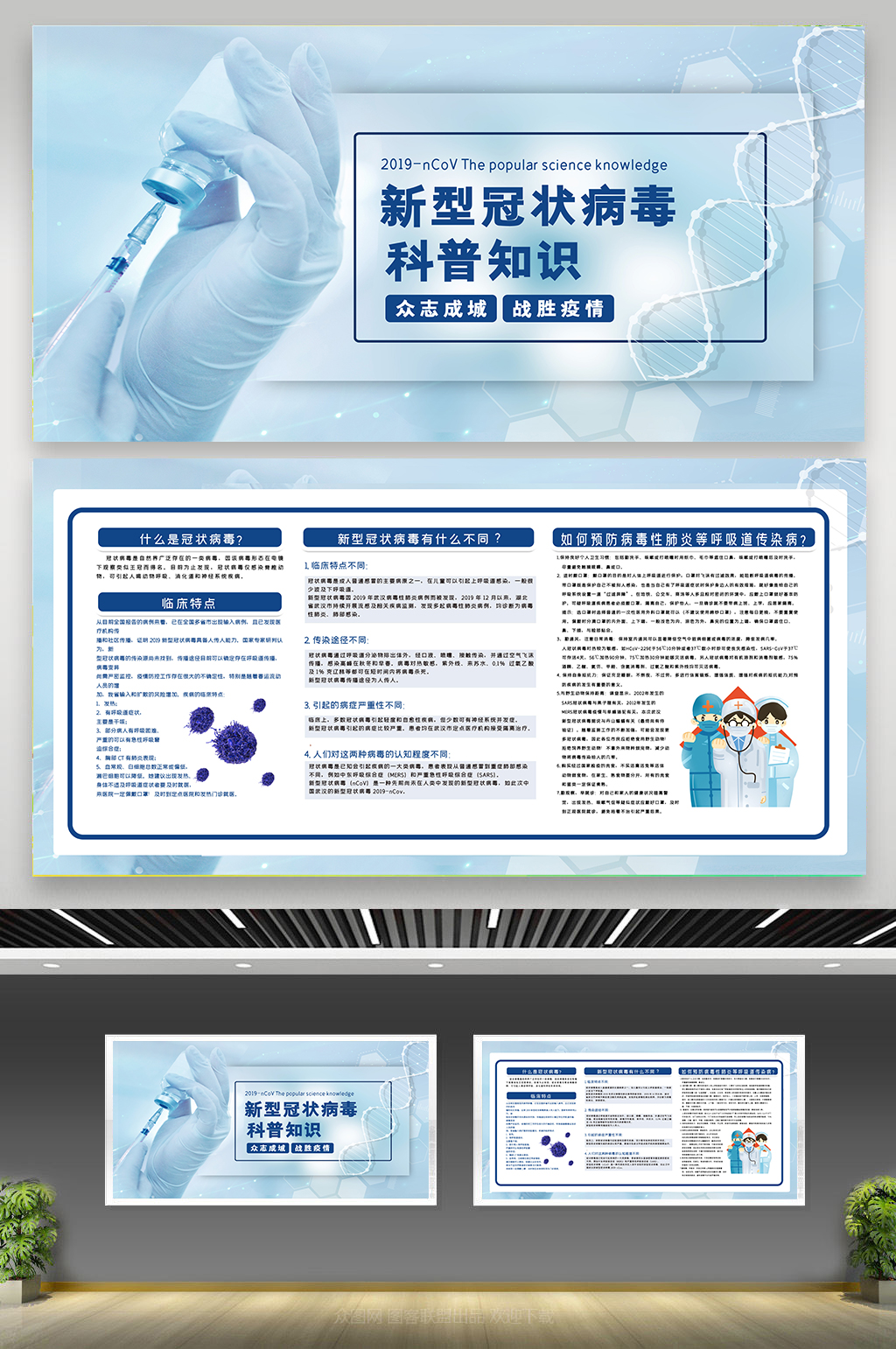 a2新冠病毒科普知识宣传展板冠状肺炎宣传栏素材