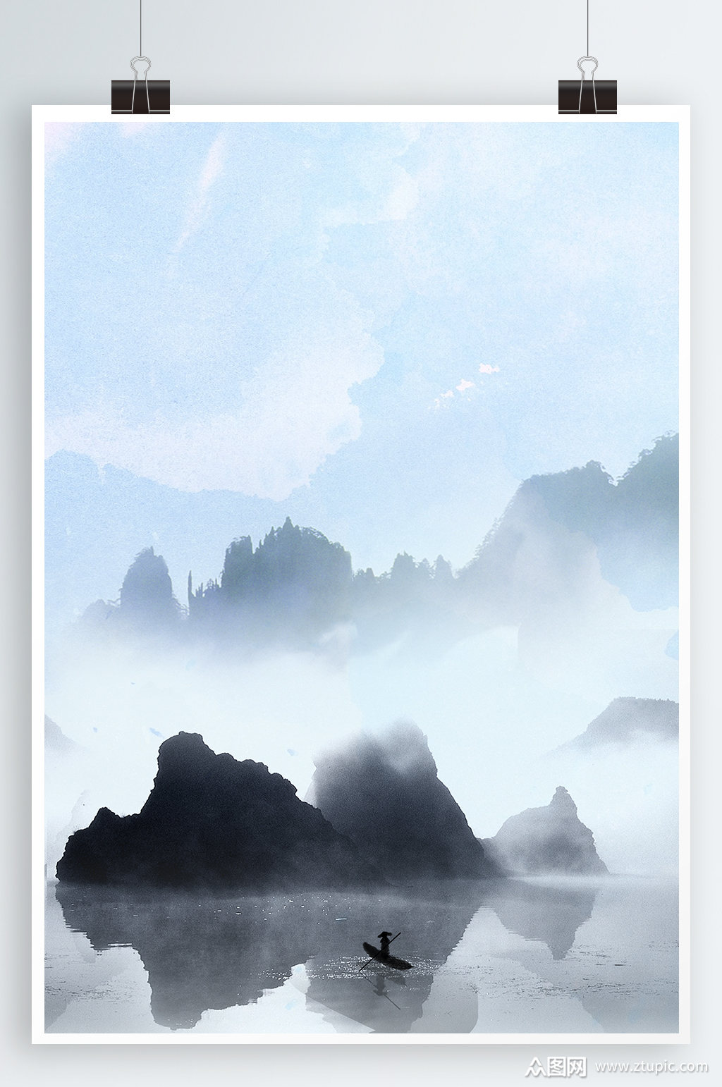 意境水墨背景中国风水墨素材