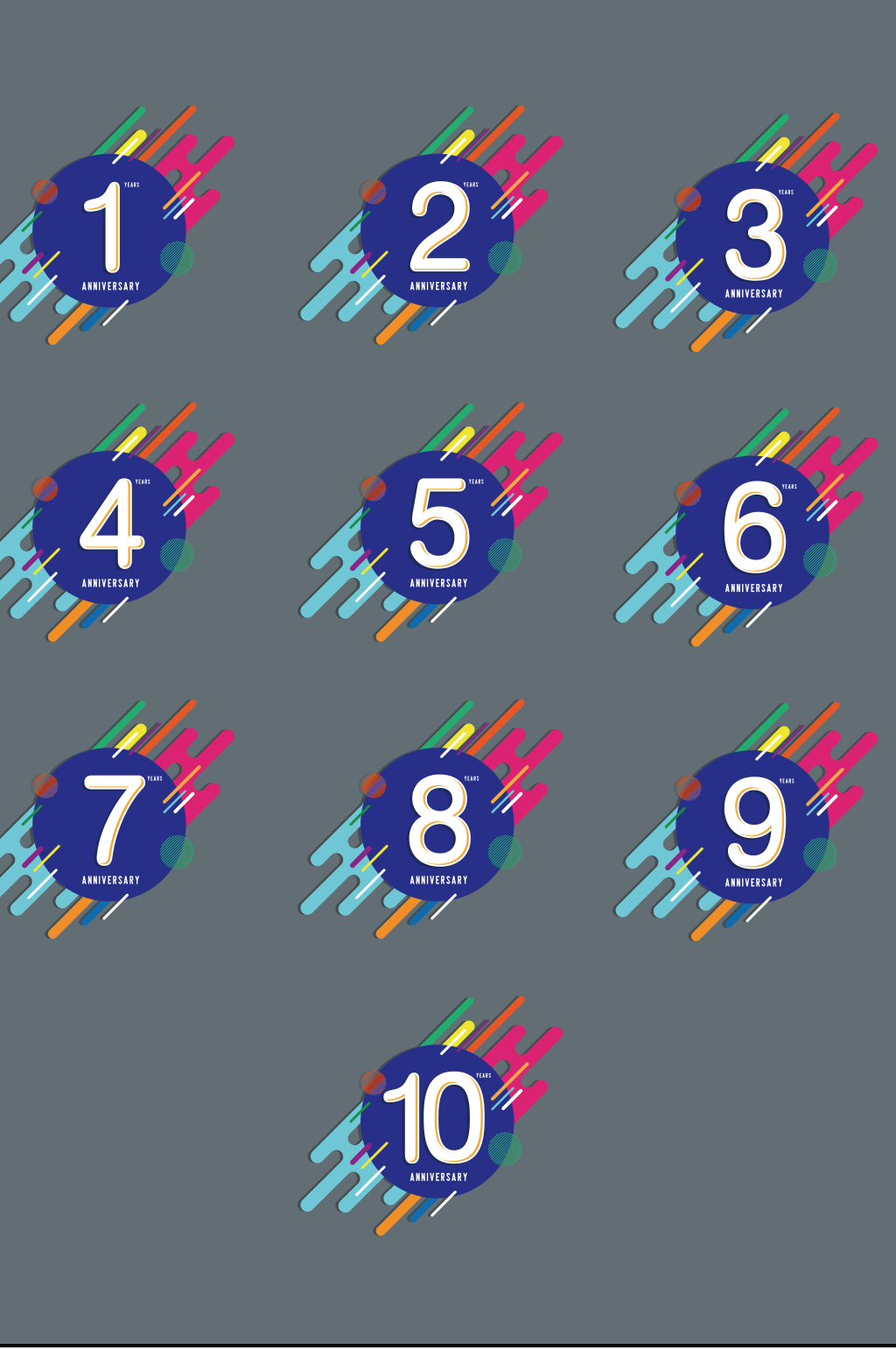 创意矢量渐变纪念日数字元素设计